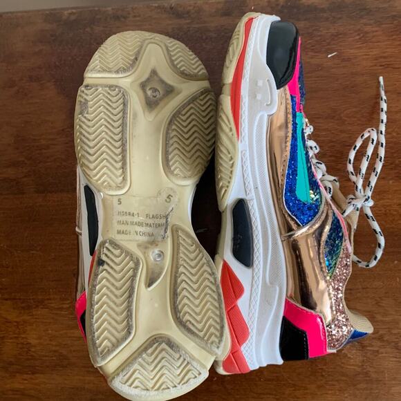 Fashion Nova Multicolor Sequined Glitter Patent Leather Sneakers Size 5 - Picture 12 of 13